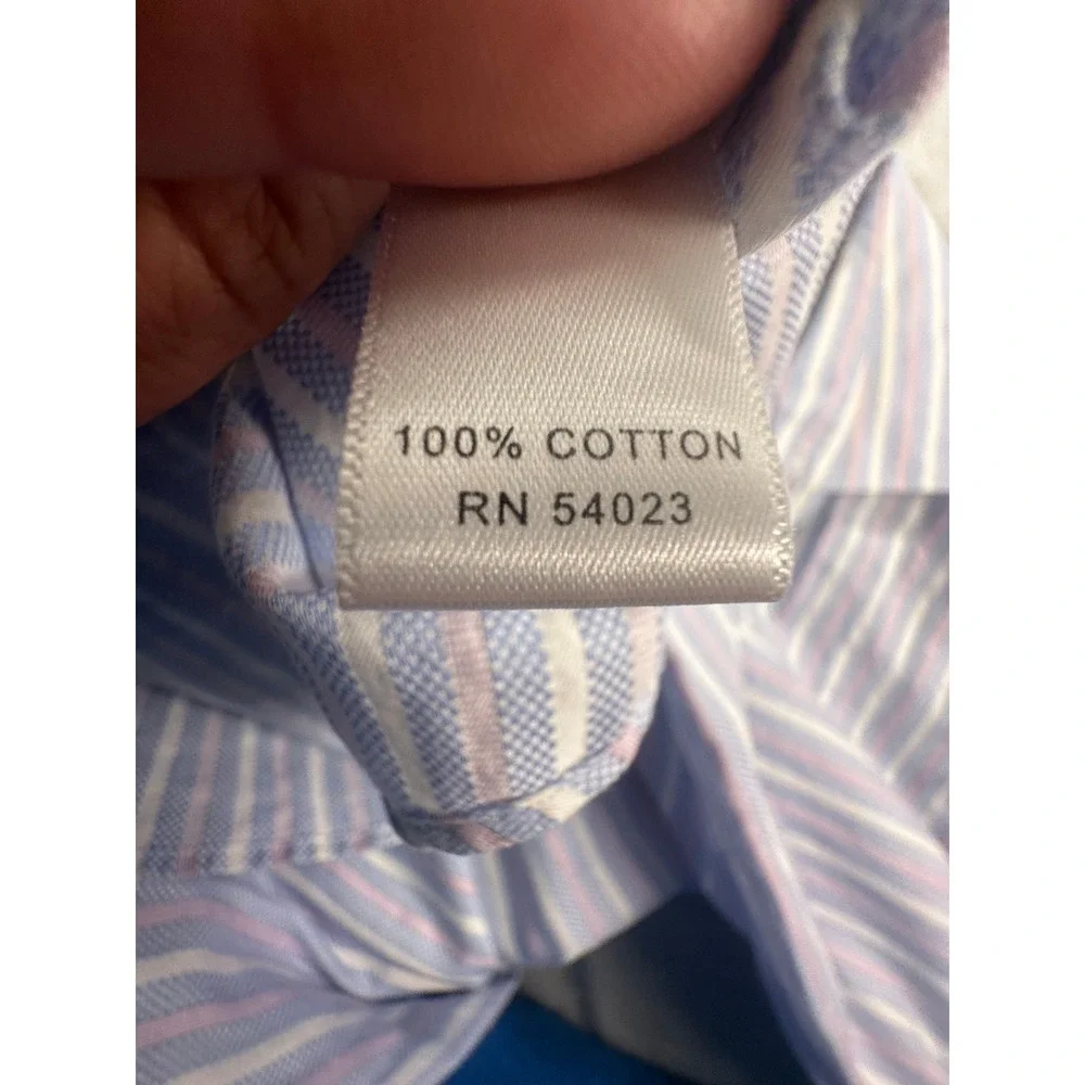 Banana Republic Fitted Dress Shirt Mens M 15-15.5 French Cuff Blue‎ Pink Italy